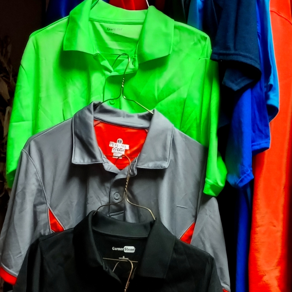 Men's polo shirts $10 each.